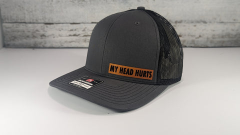 My Head Hurts Leather Patch Hat