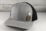 White Wooden Pineapple Leather Patch Hat