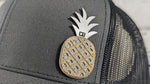 White Wooden Pineapple Leather Patch Hat