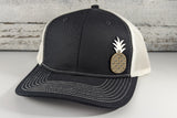 White Wooden Pineapple Leather Patch Hat