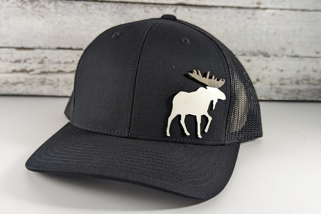 Heather Gray / Black Hat with Elk Leather Patch (Multiple Choices)