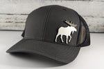 White Moose Wooden Patch Hat