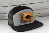 Palm Tree Beach Wooden Patch Hat