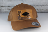 Palm Tree Beach Wooden Patch Hat