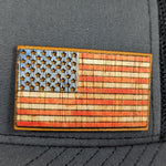 Color Stained Wood Leather US Flag Patch Hat