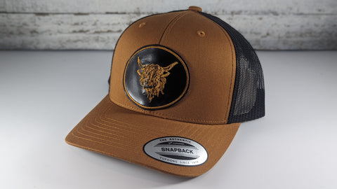 Highland Cow Embroidered Leather Patch Hat