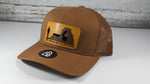 Trust your instincts let go of Regret Wood Patch Tucker Snapback Hat