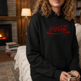 Vintage Red Hoodie with White Cola Text - Funny Caffeine Sweatshirt
