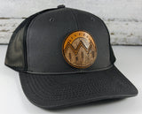 Mountain Landscape Outdoor Camping Wooden Patch Hat