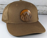 Mountain Landscape Outdoor Camping Wooden Patch Hat