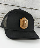 Wooden Tattered American Flag Patch Trucker Hat